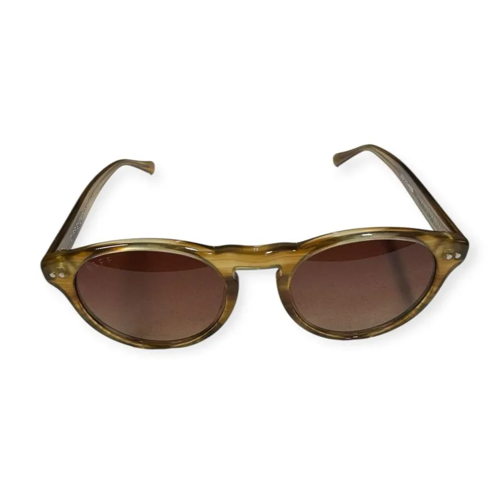 DIFF Sunglasses Cody Polarized Brown Lenses Wood Frame Brown‎ Retro Round Frame